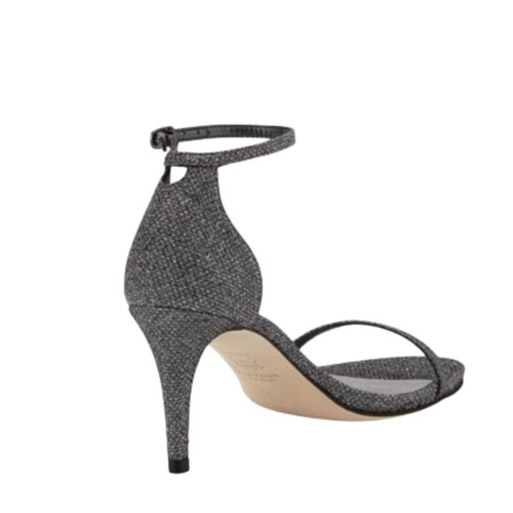 Stuart Weitzman Naked Glitter Sandals Heels Womens 7 Gray Pewter Leather Nudist - Picture 2 of 13